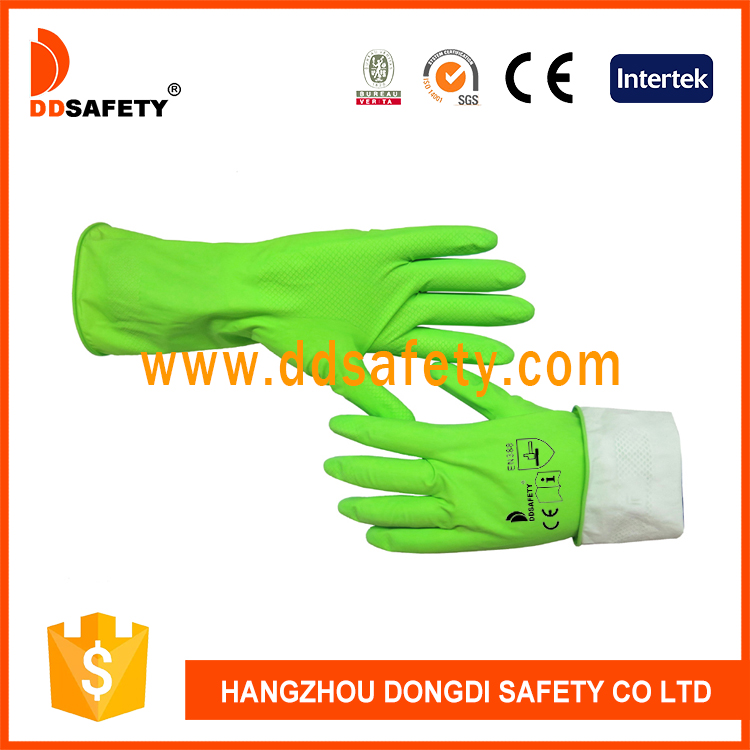 Зеленые бытовые латексные перчатки-DHL623